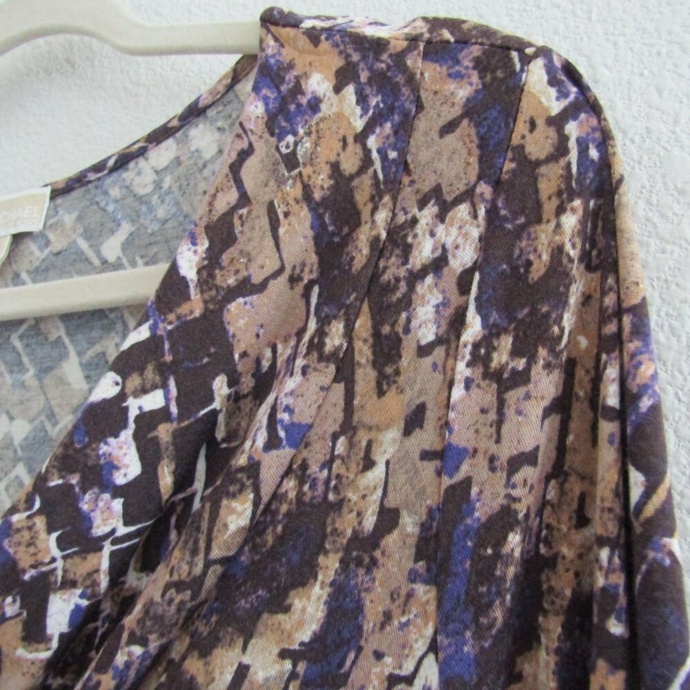 Michael Michael Kors Printed Top Large Multicolor Cowl Neck Business Casual - Picture 4 of 9